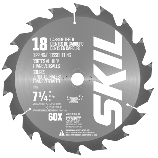 7-1/4 In. 18-Tooth Carbide Tipped Circular Saw Blade, 25-Pack