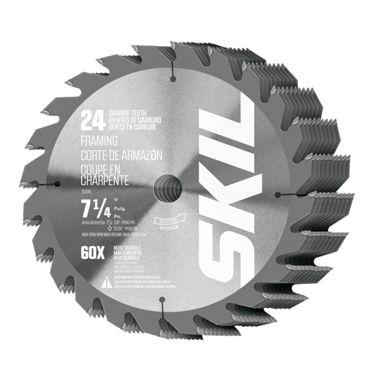 7-1/4 In. 24-Tooth Carbide Framing Circular Saw Blade, 10-Pack