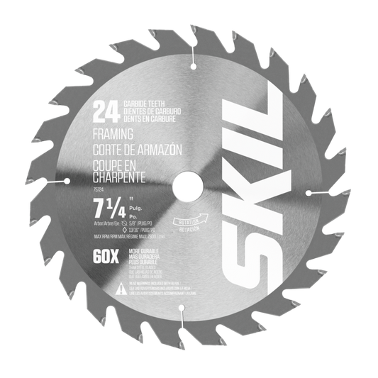 7-1/4 In. 24-Tooth Carbide Tipped Circular Saw Blade