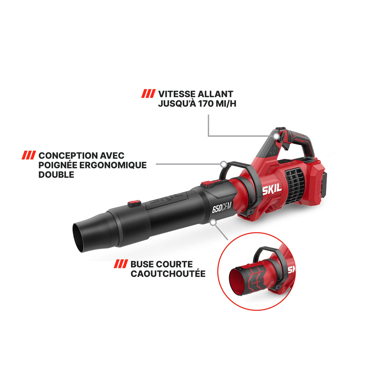KIT DE SOUFFLEUSE SANS BALAIS DE 40 V, 650 pi³/min