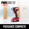 Visseuse à percussion hex. compacte sans balais de 20 V, 1/4 po