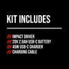 20V Brushless 1/4 IN. Compact Hex Impact Driver USB-C Kit