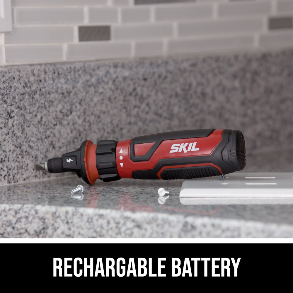 Rechargeable 4V Screwdriver with Circuit Sensor™ Technology w./ 45 ...