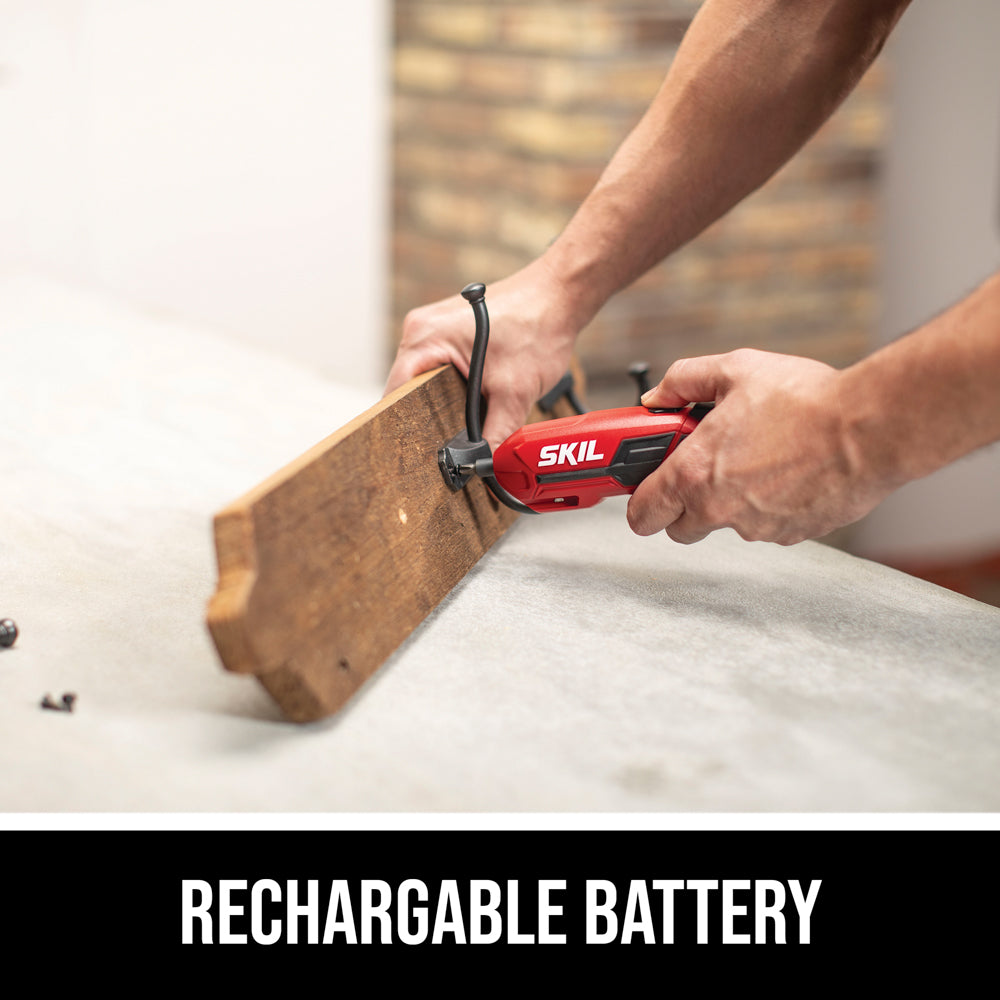 Rechargeable 4V Screwdriver with Pivot Grip w/ Magnetic Bit Storage