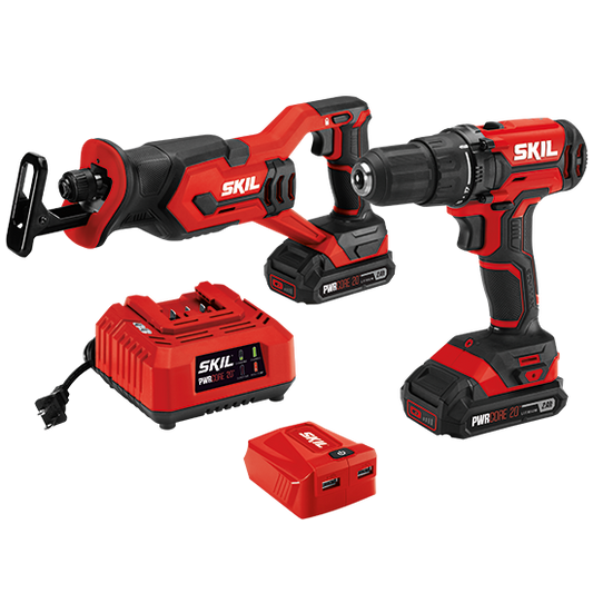20V 3-Tool Kit: Drill Driver, Reciprocating Saw, PWR ASSIST™ USB Adapter (2 batteries)