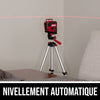 Laser à mise à niveau automatique projetant des lignes transversales rouges sur 360 degrés