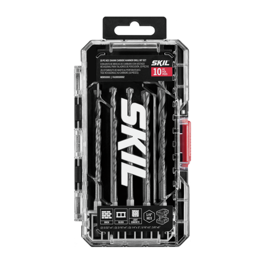 10-Piece Hex Shank Carbide Hammer Drill Bit Set