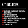 Brushless 20V Compact Multi-Head Drill Driver Kit