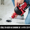 Kit de furet/dégorgeoir électrique pour le nettoyage de tuyaux d’écoulement 12 V/20 V