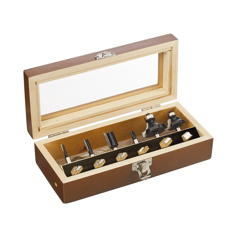 6 Piece Carbide Router Bit Set in Wooden Storage Case by SKIL 91006