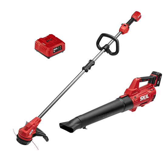 SKIL PWR CORE 20™ Brushless 13 String Trimmer and 400 CFM Leaf Blower Kit  with 4.0Ah Battery and Charger - CB7542B-10