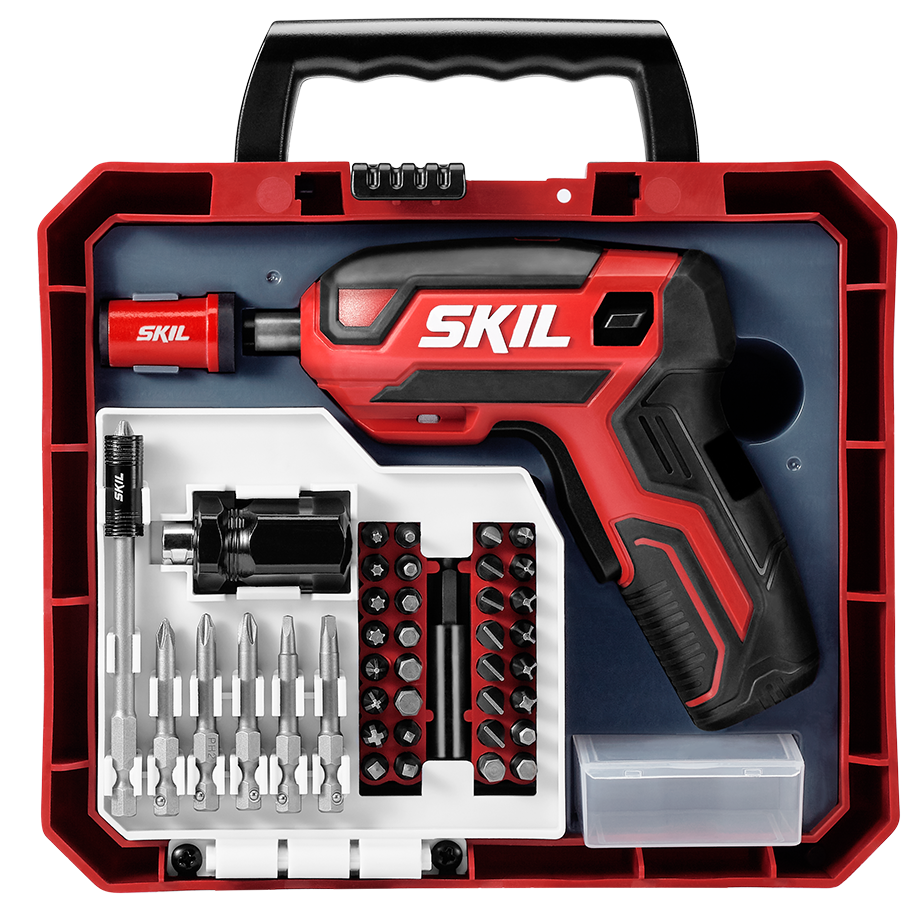 Cordless Screwdriver With Pivoting Handle, Usb Charger And 2 Hex Shank Bits