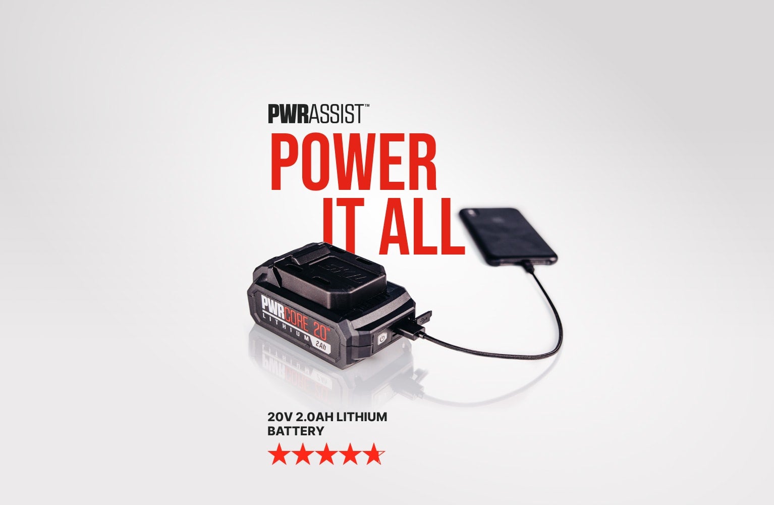 Power it All. PWR CORE 20™ 20V 2Ah Lithium Battery